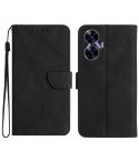 For Realme C55 Stitching Embossed Leather Phone Case(Black)