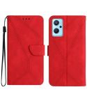 For Realme 9i / OPPO A36 4G Stitching Embossed Leather Phone Case(Red)