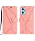 For Realme 9i / OPPO A36 4G Stitching Embossed Leather Phone Case(Pink)