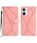 For Realme 10 4G Stitching Embossed Leather Phone Case(Pink)
