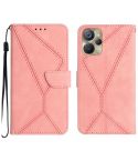 For Realme 10 5G / 9i 5G Stitching Embossed Leather Phone Case(Pink)