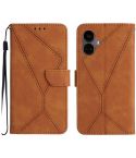 For Realme 10 Pro+ Stitching Embossed Leather Phone Case(Brown)