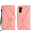 For Realme C33 2023 / 2022 Stitching Embossed Leather Phone Case(Pink)