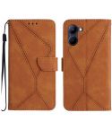 For Realme C33 2023 / 2022 Stitching Embossed Leather Phone Case(Brown)