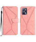 For Realme C35 Stitching Embossed Leather Phone Case(Pink)