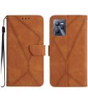 For Realme C35 Stitching Embossed Leather Phone Case(Brown)