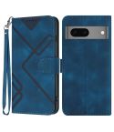 For Google Pixel 7 5G Line Pattern Skin Feel Leather Phone Case(Royal Blue)