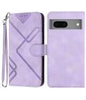 For Google Pixel 7 5G Line Pattern Skin Feel Leather Phone Case(Light Purple)