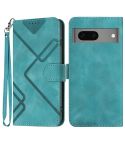 For Google Pixel 7 5G Line Pattern Skin Feel Leather Phone Case(Light Blue)