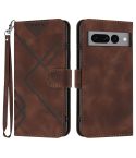 For Google Pixel 7 Pro 5G Line Pattern Skin Feel Leather Phone Case(Coffee)
