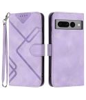 For Google Pixel 7 Pro 5G Line Pattern Skin Feel Leather Phone Case(Light Purple)