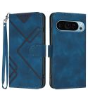 For Google Pixel 9 Pro Line Pattern Skin Feel Leather Phone Case(Royal Blue)