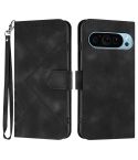 For Google Pixel 9 Line Pattern Skin Feel Leather Phone Case(Black)