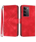 For Realme C75 Global Line Pattern Skin Feel Leather Phone Case(Red)