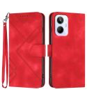 For Realme 10 4G Line Pattern Skin Feel Leather Phone Case(Red)