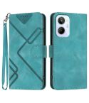 For Realme 10 4G Line Pattern Skin Feel Leather Phone Case(Light Blue)