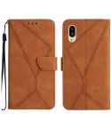 For Sharp Simple Sumaho 6 Stitching Embossed Leather Phone Case(Brown)