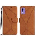 For ZTE Libero 5G III Stitching Embossed Leather Phone Case(Brown)