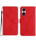 For ZTE Anshin Family A303ZT Stitching Embossed Leather Phone Case(Red)