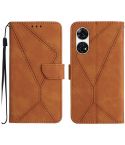 For ZTE Anshin Family A303ZT Stitching Embossed Leather Phone Case(Brown)