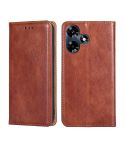 For Infinix Hot 30 4G Gloss Oil Solid Color Magnetic Leather Phone Case(Brown)