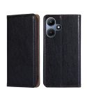 For Infinix Hot 30i 4G Gloss Oil Solid Color Magnetic Leather Phone Case(Black)