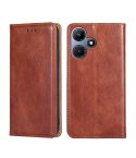 For Infinix Hot 30i 4G Gloss Oil Solid Color Magnetic Leather Phone Case(Brown)