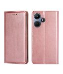 For Infinix Hot 30i 4G Gloss Oil Solid Color Magnetic Leather Phone Case(Rose Gold)