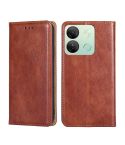 For Infinix Smart 7 HD Gloss Oil Solid Color Magnetic Leather Phone Case(Brown)