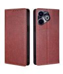 For Infinix Hot 40i Gloss Oil Solid Color Magnetic Leather Phone Case(Brown)