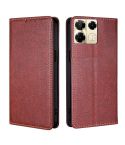 For Infinix Note 40 Pro 5G Gloss Oil Solid Color Magnetic Leather Phone Case(Brown)