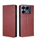 For Infinix Note 40 4G Gloss Oil Solid Color Magnetic Leather Phone Case(Brown)