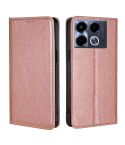 For Infinix Note 40 4G Gloss Oil Solid Color Magnetic Leather Phone Case(Rose Gold)