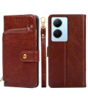 For vivo Y78 Plus 5G Zipper Bag Leather Phone Case(Brown)