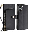 For vivo Y03 4G Zipper Bag Leather Phone Case(Black)