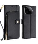 For vivo iQOO Z9 Turbo Zipper Bag Leather Phone Case(Black)