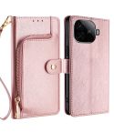 For vivo iQOO Z9 Turbo Zipper Bag Leather Phone Case(Rose Gold)