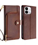 For vivo iQOO Z9x 5G Zipper Bag Leather Phone Case(Brown)