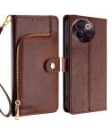 For vivo V30e 5G Global Zipper Bag Leather Phone Case(Brown)