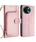 For vivo Y38 5G / T3x Global Zipper Bag Leather Phone Case(Rose Gold)