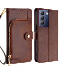 For vivo Y100 5G IDN Zipper Bag Leather Phone Case(Brown)