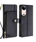 For vivo S19 Zipper Bag Leather Phone Case(Black)