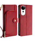 For vivo S19 Pro Zipper Bag Leather Phone Case(Red)