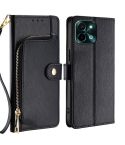 For vivo Y28 4G Zipper Bag Leather Phone Case(Black)