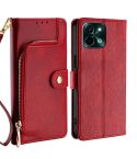 For vivo Y28 4G Zipper Bag Leather Phone Case(Red)