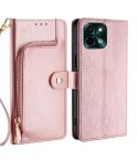 For vivo Y28 4G Zipper Bag Leather Phone Case(Rose Gold)