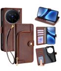 For vivo X200 Pro 5G Zipper Bag Leather Phone Case(Brown)