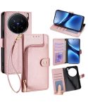 For vivo X200 Pro 5G Zipper Bag Leather Phone Case(Rose Gold)