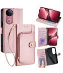 For vivo V50 5G Zipper Bag Leather Phone Case(Rose Gold)