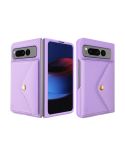 For Google Pixel Fold Litchi Texture Integrated Phone Case with Card Bag(Purple)